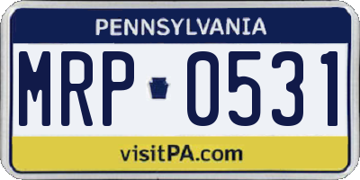 PA license plate MRP0531