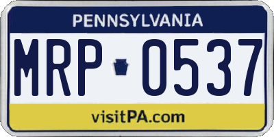 PA license plate MRP0537
