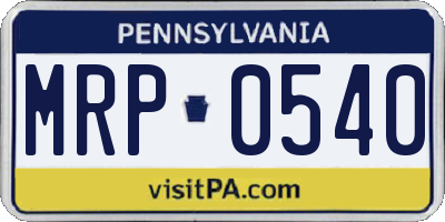 PA license plate MRP0540
