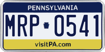 PA license plate MRP0541