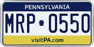 PA license plate MRP0550