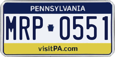PA license plate MRP0551