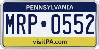PA license plate MRP0552