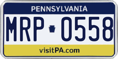 PA license plate MRP0558