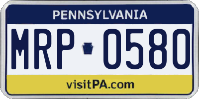 PA license plate MRP0580