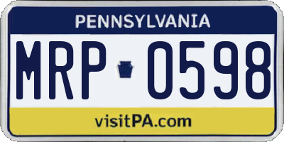 PA license plate MRP0598