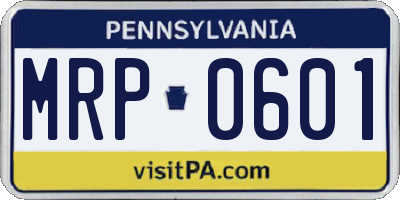 PA license plate MRP0601