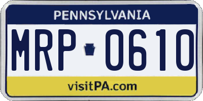 PA license plate MRP0610