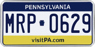 PA license plate MRP0629