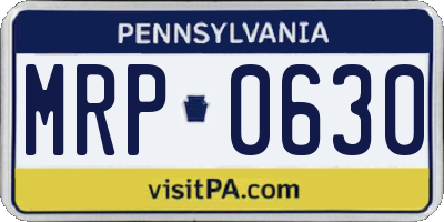 PA license plate MRP0630