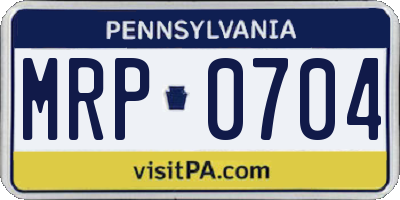 PA license plate MRP0704