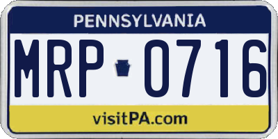 PA license plate MRP0716