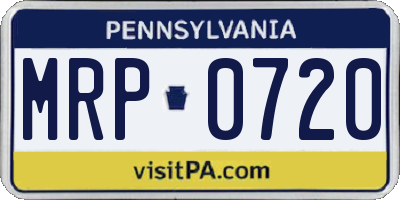 PA license plate MRP0720