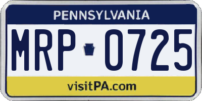 PA license plate MRP0725