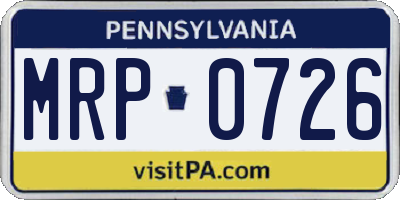 PA license plate MRP0726