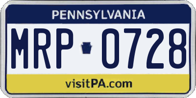 PA license plate MRP0728