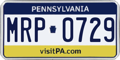 PA license plate MRP0729