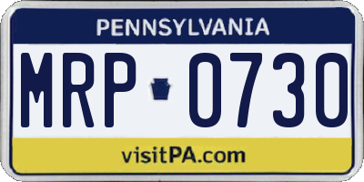 PA license plate MRP0730