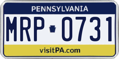 PA license plate MRP0731
