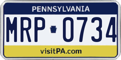 PA license plate MRP0734