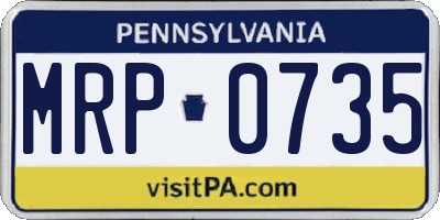 PA license plate MRP0735