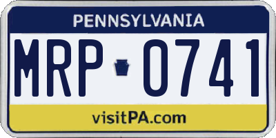 PA license plate MRP0741