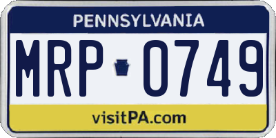 PA license plate MRP0749