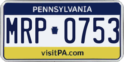 PA license plate MRP0753