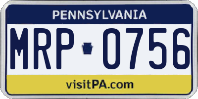 PA license plate MRP0756