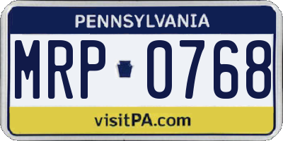 PA license plate MRP0768