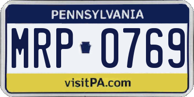 PA license plate MRP0769
