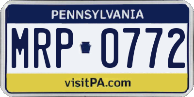 PA license plate MRP0772