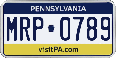 PA license plate MRP0789