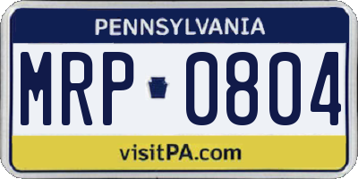 PA license plate MRP0804