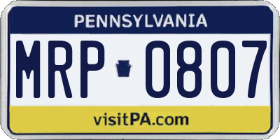 PA license plate MRP0807