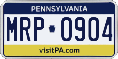PA license plate MRP0904
