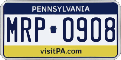 PA license plate MRP0908