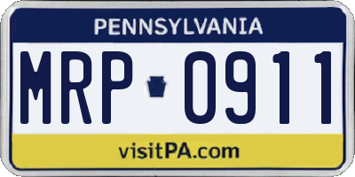 PA license plate MRP0911