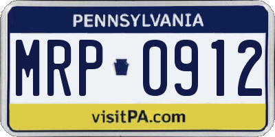 PA license plate MRP0912