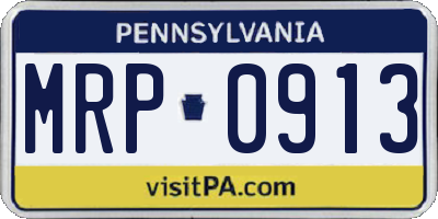 PA license plate MRP0913