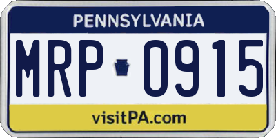 PA license plate MRP0915