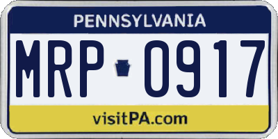 PA license plate MRP0917