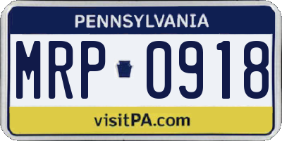 PA license plate MRP0918