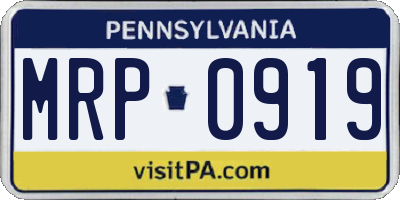 PA license plate MRP0919