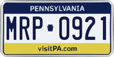 PA license plate MRP0921