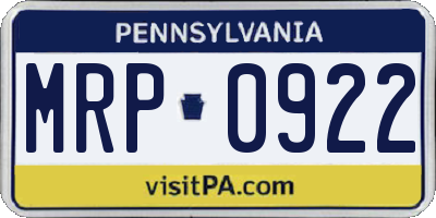 PA license plate MRP0922