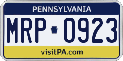 PA license plate MRP0923