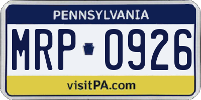 PA license plate MRP0926