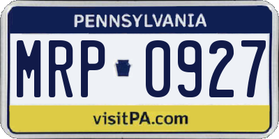 PA license plate MRP0927