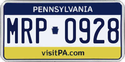 PA license plate MRP0928